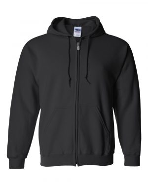 Zip Up Hoodie Black Front