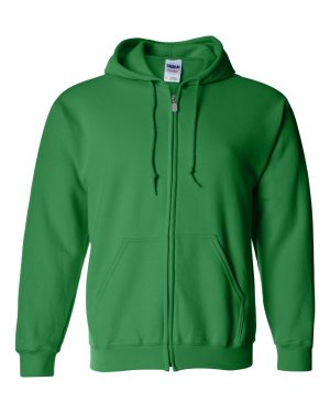 Zip Up Hoodie Kelly Green Front