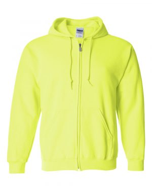 Zip Up Hoodie Safety Green Front