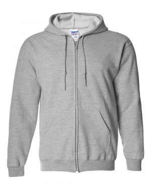 Zip Up Hoodie Sports Grey Front