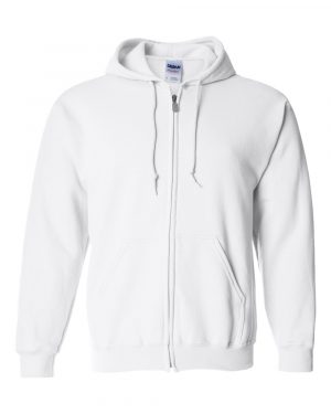 Zip Up Hoodie White Front