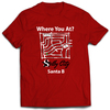 Selby City "Where You At?" Red T-Shirt. Front of shirt has a map of Selby streets with the words "Where You At? above the map and Selby City and the street name under the map.