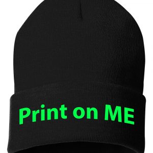 Customizable Cuff Black beanie with print on me embroidered on the cuff