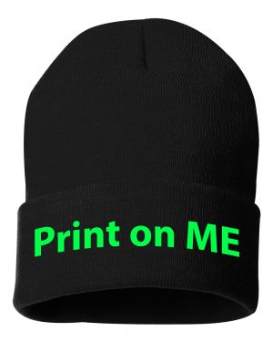 Customizable Cuff Black beanie with print on me embroidered on the cuff