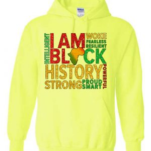 Black History Graphic Gildan Hoodie High Viz Green