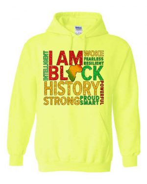 Black History Graphic Gildan Hoodie High Viz Green