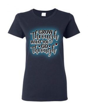 Go Through What You Go Through Women Round Neck T-shirt Navy