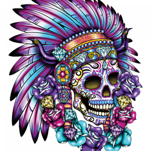 Bright Indian Sugar Skull PNG File