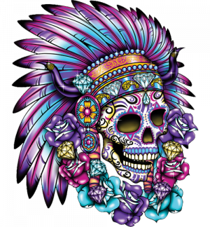 Bright Indian Sugar Skull PNG File