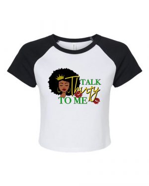 Talk to me 30 blk white croptop