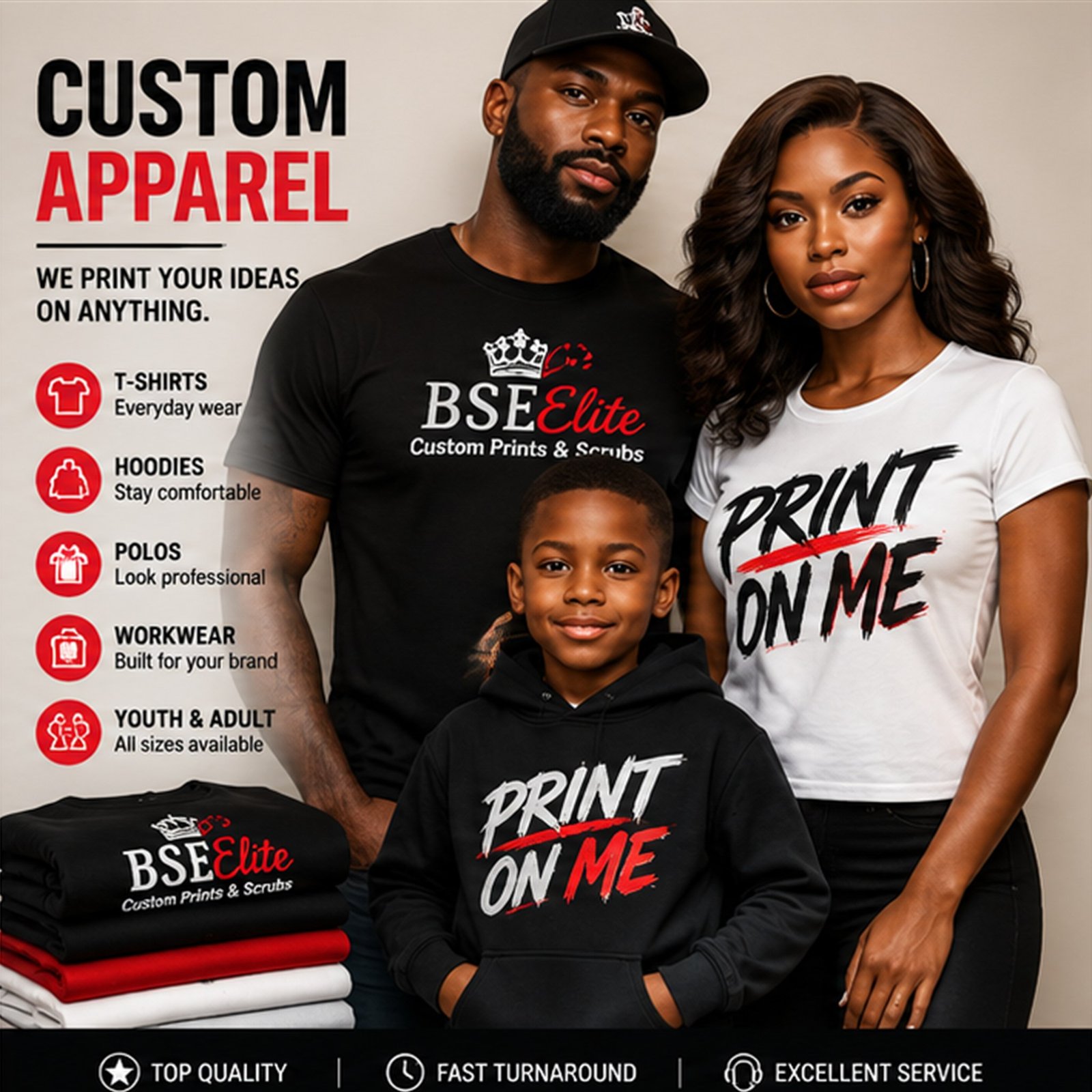 Custom printed T-shirts