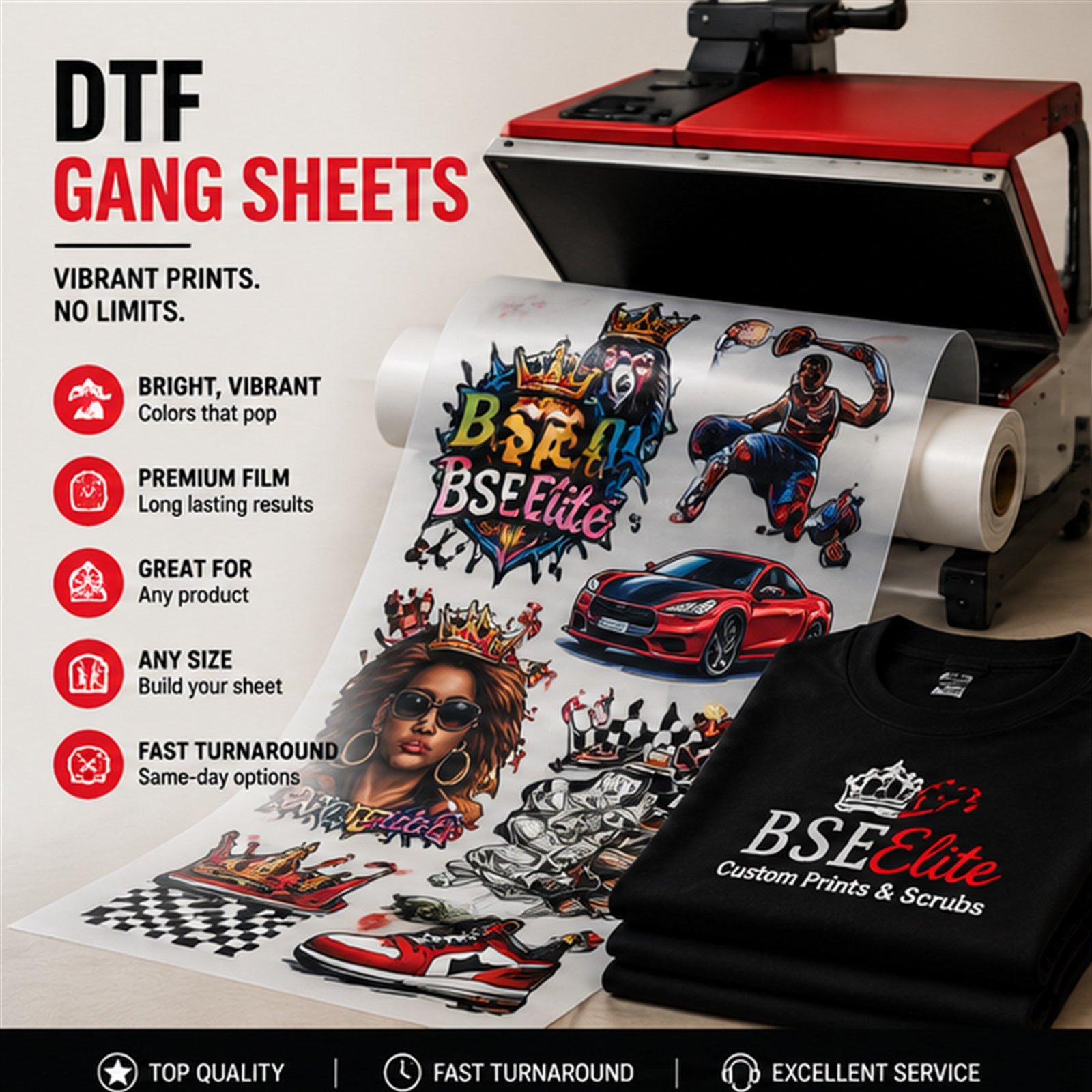 DTF gang sheet printing
